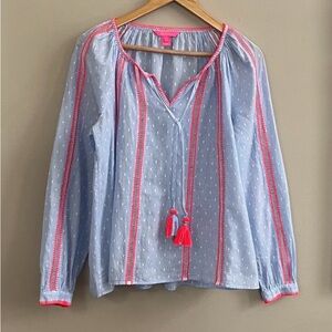 Lilly Pulitzer Mardi long sleeve chambray blouse size large